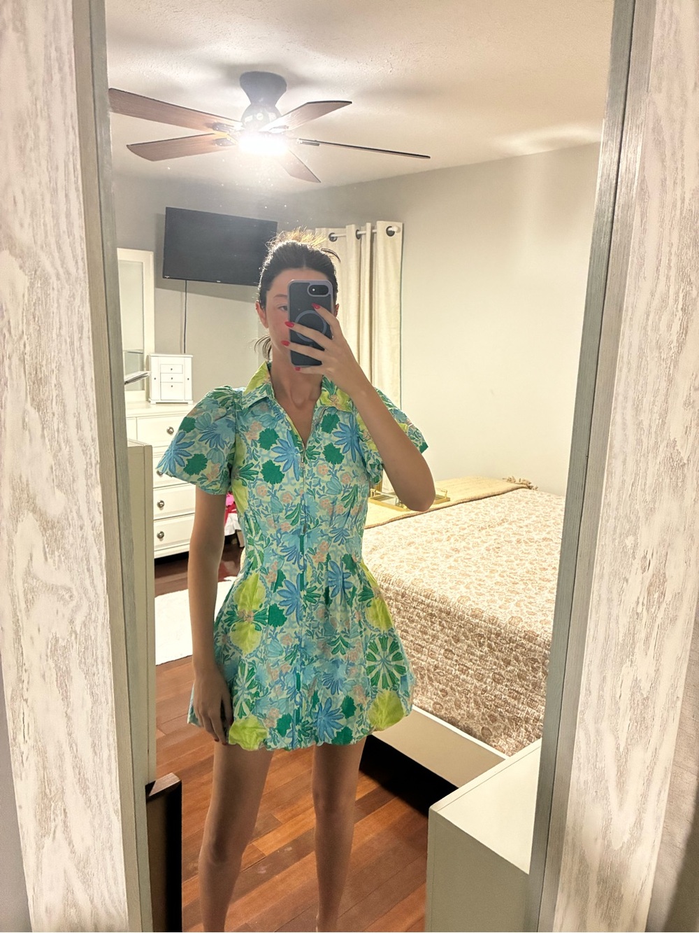 Floral Collared Mini Bubble Dress